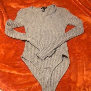 Gray long sleeve bodysuit